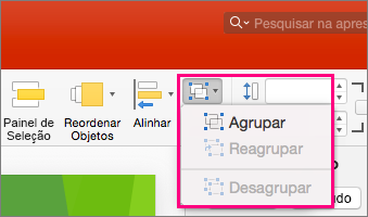 Mostra o ícone Grupo na faixa de opções no PowerPoint 2016 para Mac