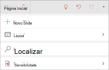 Captura de ecrã do botão Confidencialidade no Office para Android