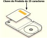 Chave do produto localizada dentro da embalagem em uma etiqueta no card oposto ao suporte do disco no lado esquerdo da caixa
