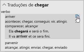 Opções de tradução de uma palavra