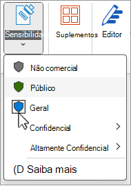 Menu Etiquetas de Confidencialidade