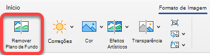A opção Remover Imagem está na guia Formato de Imagem dos aplicativos do Office.