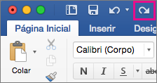 O comando Refazer está realçado na faixa de opções.