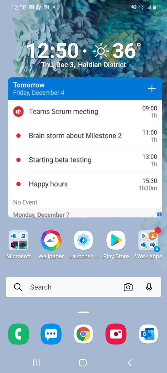 exemplo de widget de trabalho
