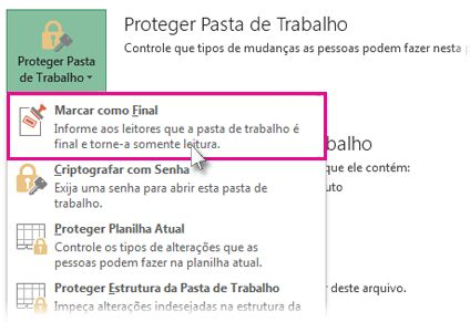 Selecionar Marca como final em Proteger Pasta de Trabalho