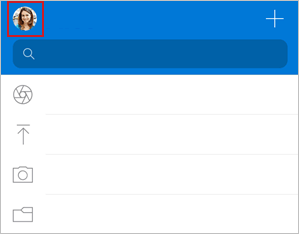 Localização da imagem da conta da aplicação OneDrive