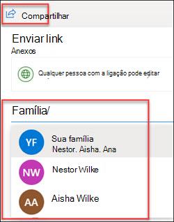 Janela de compartilhamento do OneDrive