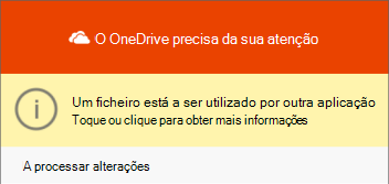 Caixa de diálogo Arquivo do OneDrive em uso