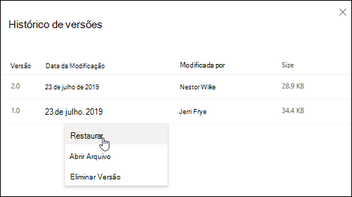 Painel Histórico de Versões