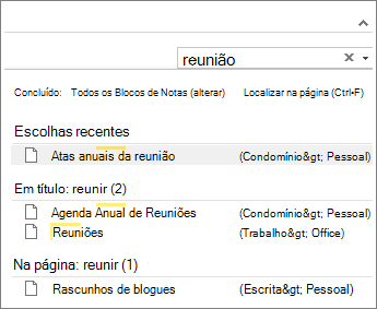 Use a Pesquisa para procurar anotações em qualquer lugar no OneNote.