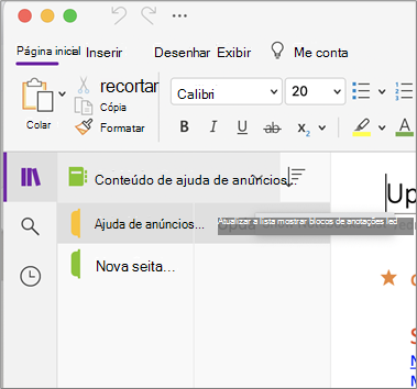 Mostrar Lista de Blocos de Anotações