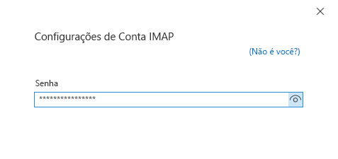 Caixa de diálogo Configuração de Contas, página da senha.