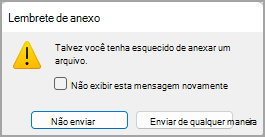 Imagem da caixa de diálogo Lembrete de Anexo.