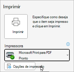 Opções clássicas de impressão de arquivo do Outlook