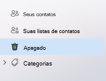 Captura de tela mostrando a navegação à esquerda no aplicativo People no novo Outlook