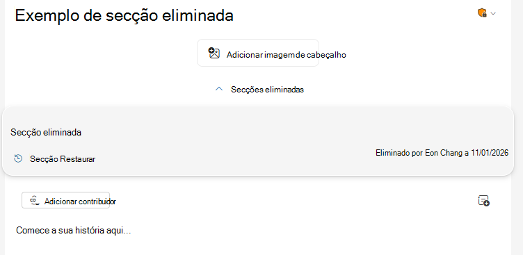 O alternância seções excluídas é encontrado na parte superior da edição