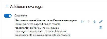 Use a alternância para desabilitar ou habilitar uma regra.