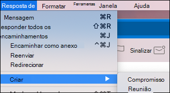 Crie um evento a partir de um e-mail no Outlook para Mac.