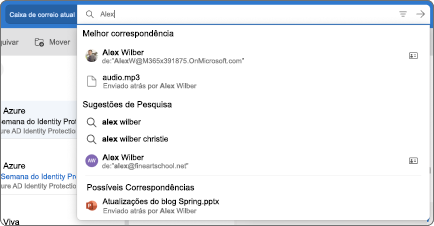 Barra de pesquisa do Outlook para Mac.
