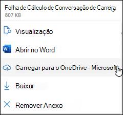 novo upload do Outlook para a janela do OneDrive