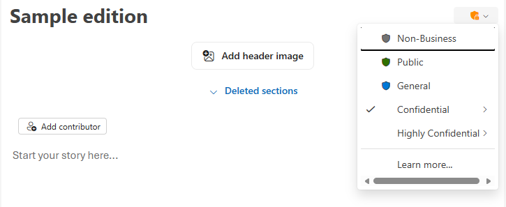 Botão Rótulo de Confidencialidade para Boletins Informativos do Outlook