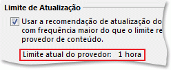 Configuração do limite de atualização do RSS Feed
