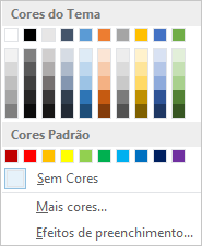 Opções de Cor da página na faixa de opções