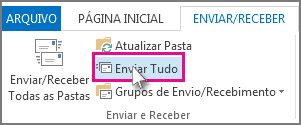 Captura de tela do botão Enviar Tudo no Outlook 2013.