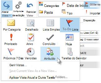 Comando de visão de tarefas atribuída na faixa de opções