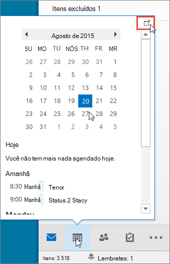Espiada no Calendário com o ícone Encaixe exibido