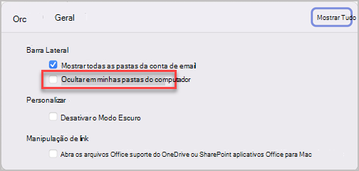 Painel de Preferências