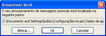 Caixa de diálogo Local do Armazenamento