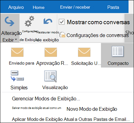 Selecione Alterar Vista para escolher uma nova vista.
