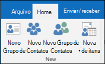 Selecione Novo Contacto para criar um novo contacto.