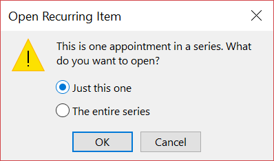 Pode abrir um item numa série ou em toda a série.