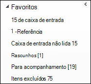Favoritos no topo do painel de navegação