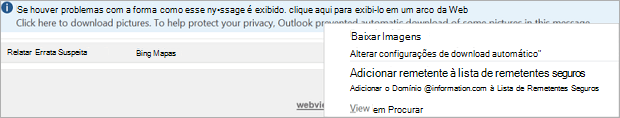 Os sinalizadores e lembretes para destinatários são fornecidos na Barra de Informações da mensagem.