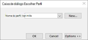 Escolha a caixa de diálogo perfil com o nome do novo perfil