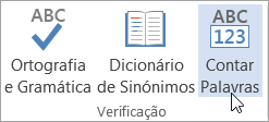 Clique em Word Contagem na guia Revisão