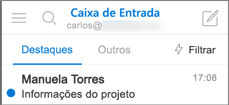 Imagem da aparência do Outlook no iPhone.
