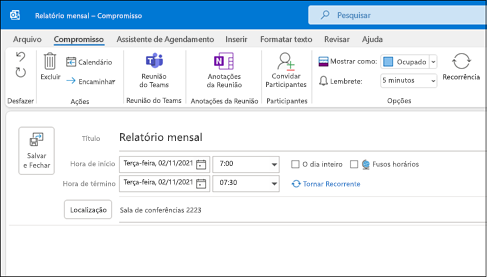 Novo Compromisso do Outlook