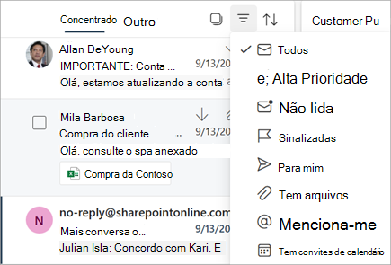 Filtrar suas mensagens