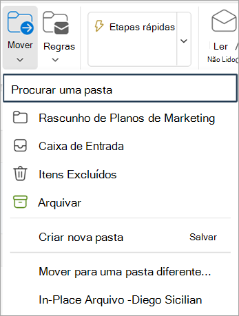 Selecione Mover da Faixa de Opções
