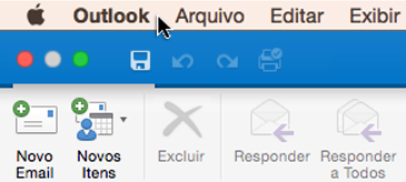 Para ver qual versão do Outlook você tem, escolha o Outlook na barra de menus.