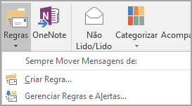 Caixa de diálogo Regras e Alertas