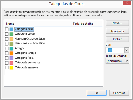 Caixa de diálogo Configurações de Cor