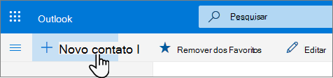Uma captura de tela do botão Novo contato