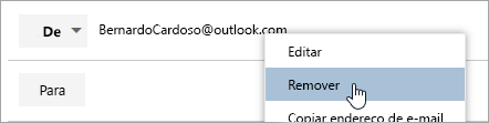 Uma captura de ecrã da opção Remover