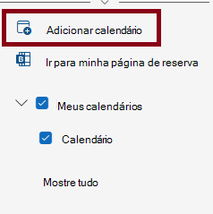 Janela de imagem da opção Adicionar calendário do Webmail do Office 365.