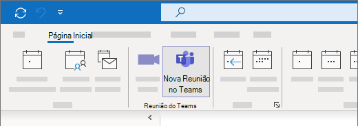 Seleção de Nova Reunião do Teams na visualização do Calendário do Outlook